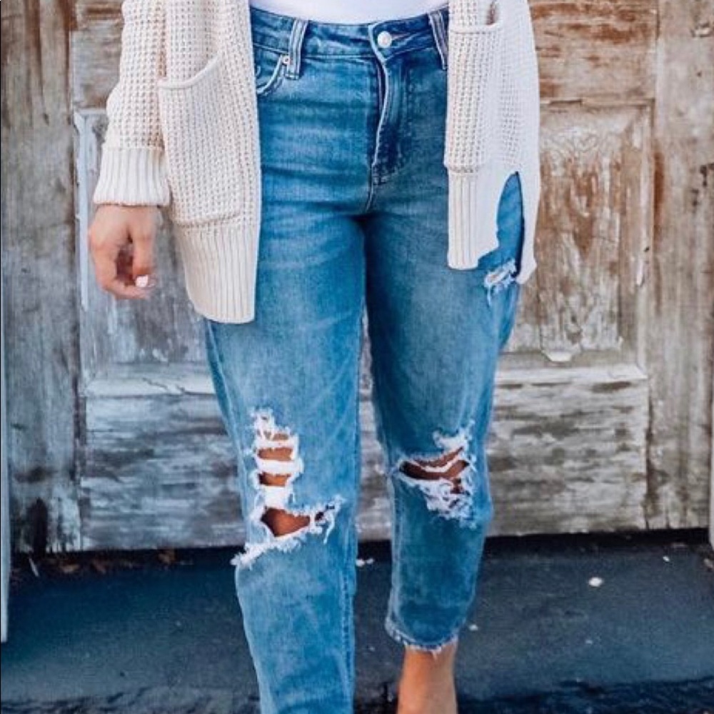Vtg High rise boyfriend distressed -mom jeans
